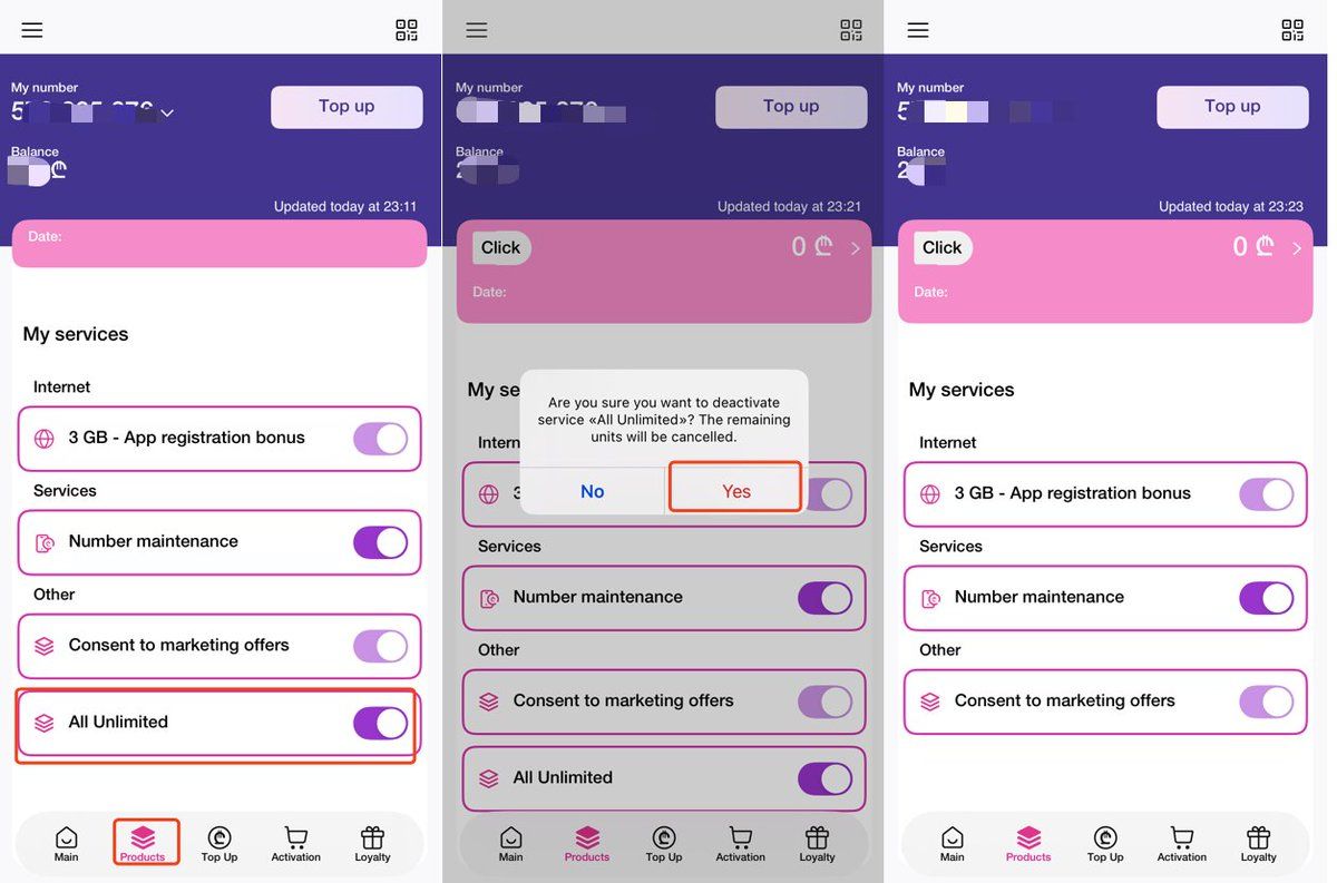 Mycellfie 开通保号服务页面